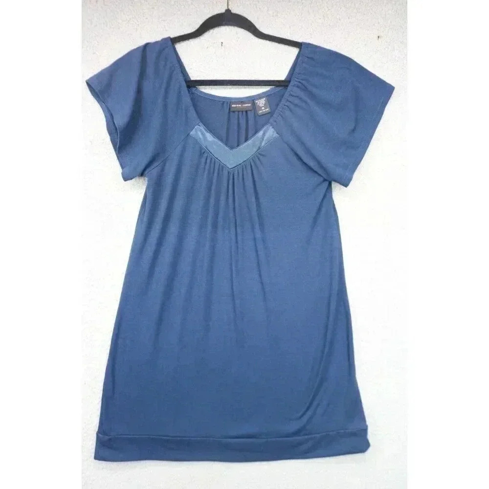 New York & Co. Stretch Navy Blue Fleece Gown-Size XS